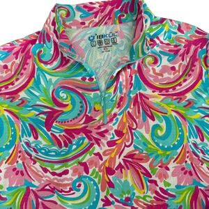 IBKUL Womens XXL Aubrey Candy Pink Paisley Quarter Zip UPF 50+ Cooling Top